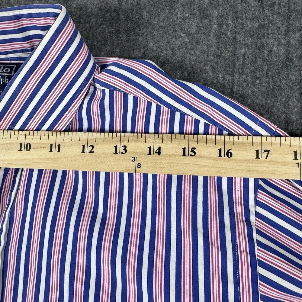 Polo Ralph Lauren Men's Shirt 15.5 M Regent Classic Fit Blue Pink Stripe